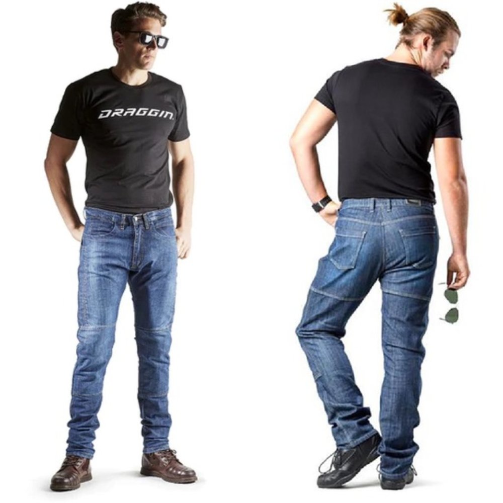 Draggin Jeans Mens 34 x 32 Blue Kevlar Lined Motorcycle Denim Cotton Biker